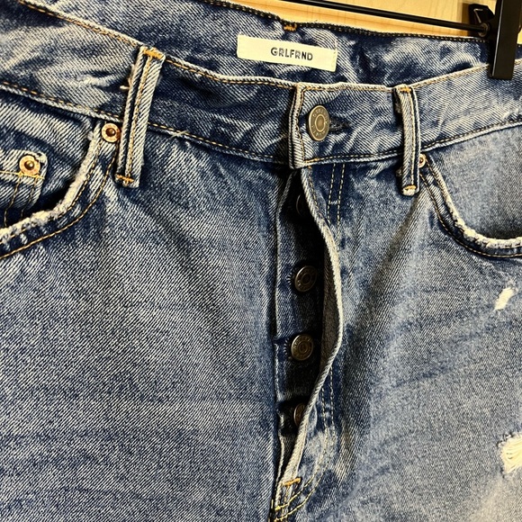 GRLFRND Marjan 90s High Rise Bermuda Distressed Denim Shorts - Picture 2 of 4